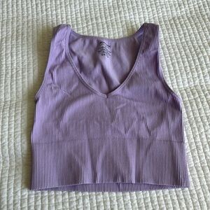 Ardene Basic light purple ribbed vneck cropped top